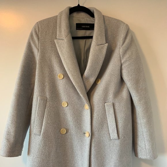 Zara Double Breasted Basic Coat - Picture 1 of 17
